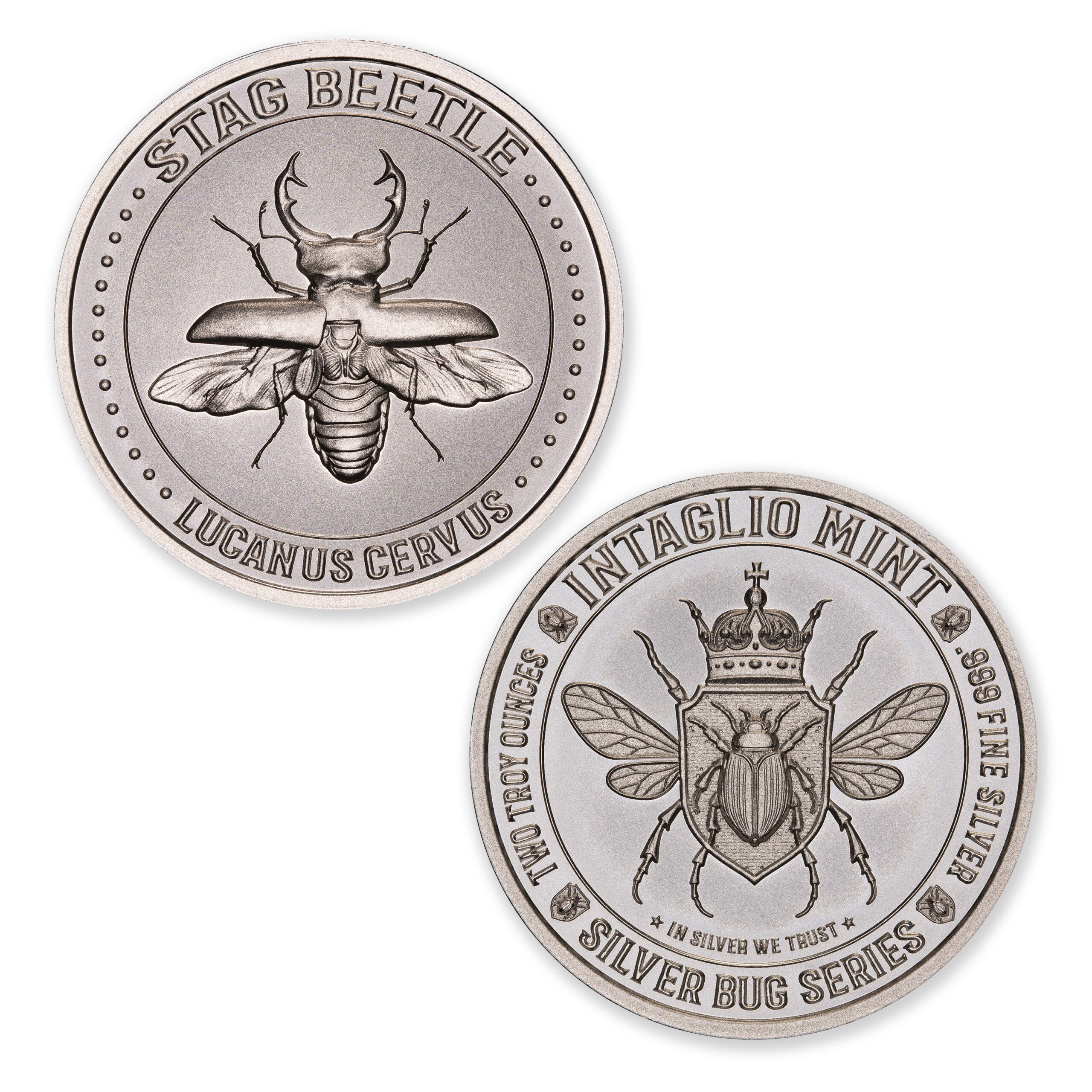 SILVER BUG SERIES -  STAG BEETLE - 2 TROY OUNCE - 39MM - Image 1