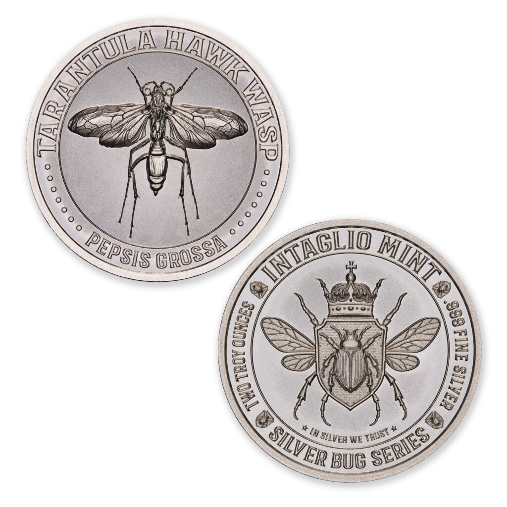 SILVER BUG SERIES - TARANTULA HAWK WASP - 2 TROY OUNCE - 39MM
