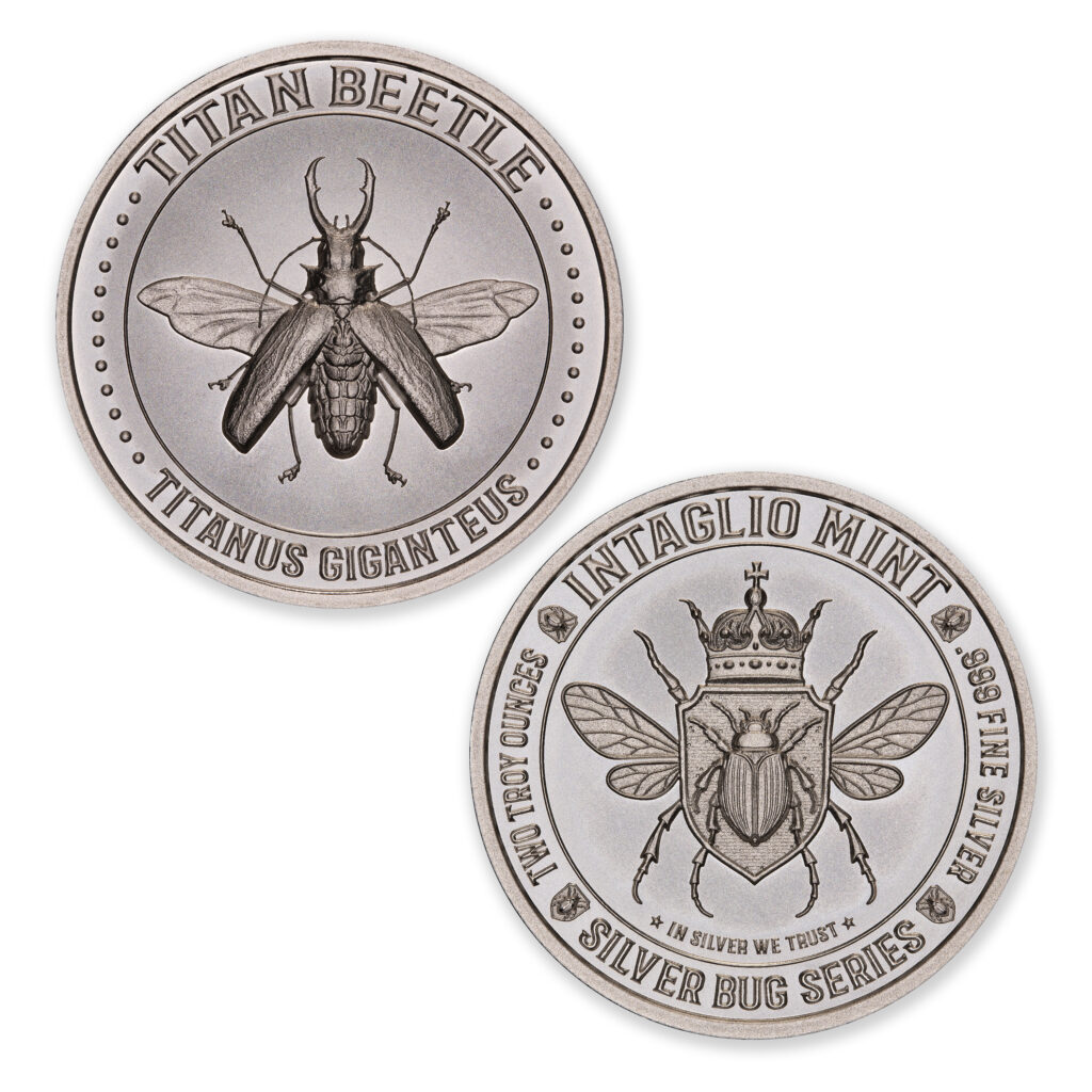 SILVER BUG SERIES - TITAN BEETLE - 2 TROY OUNCE - 39MM