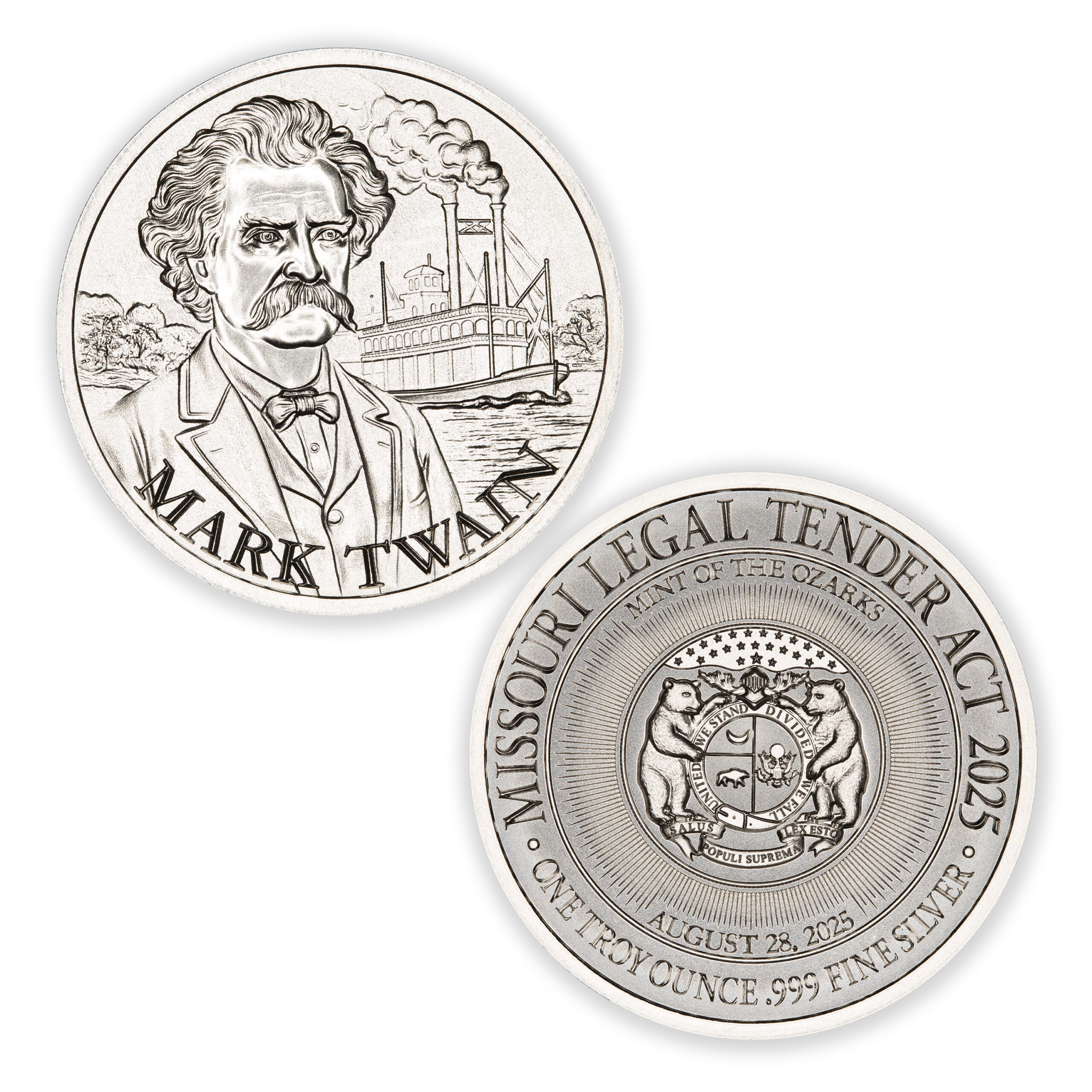 LEGAL TENDER ACT - MISSOURI - MARK TWAIN - 1 TROY OUNCE - 39MM - Image 1
