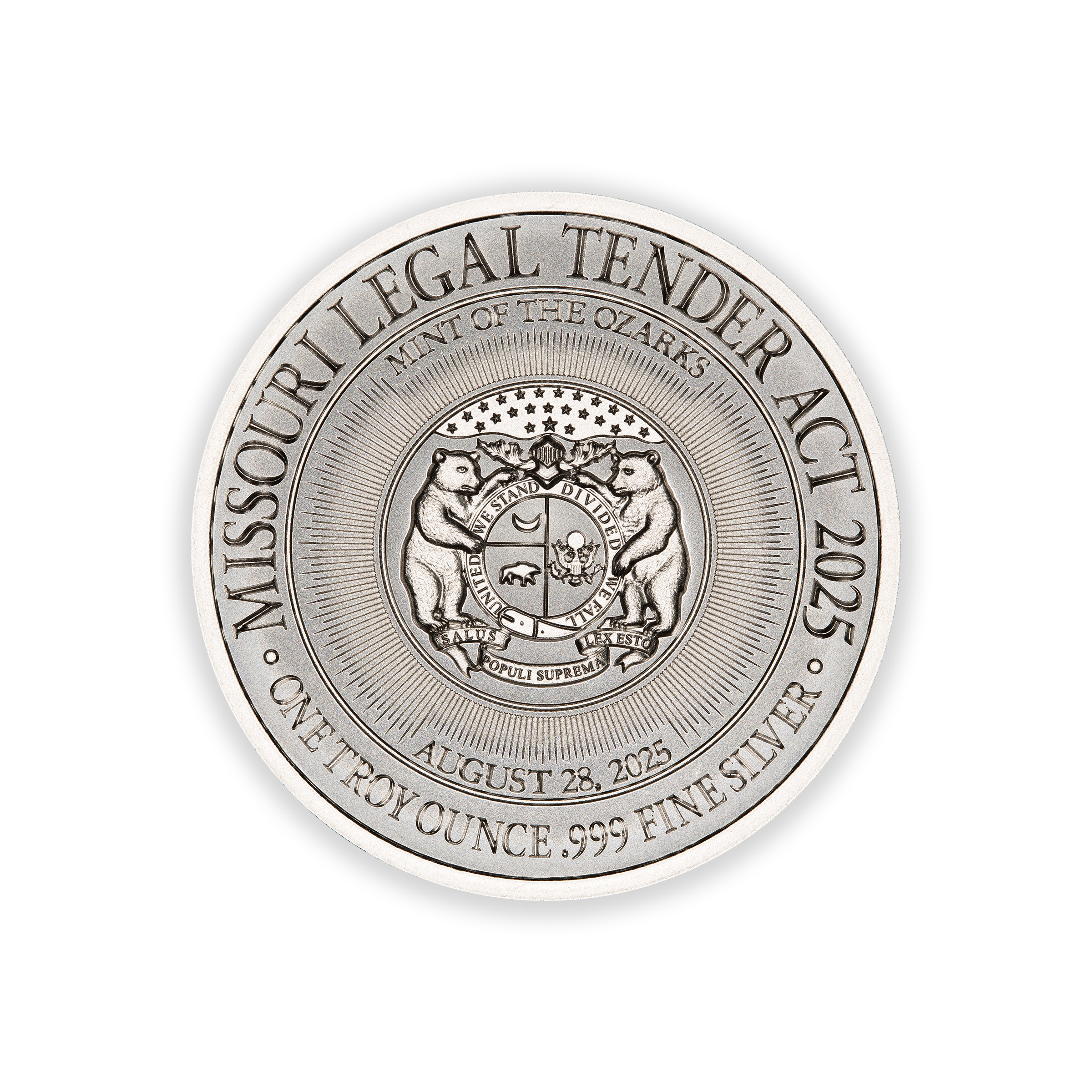 LEGAL TENDER ACT - MISSOURI - MARK TWAIN - 1 TROY OUNCE - 39MM - Image 3