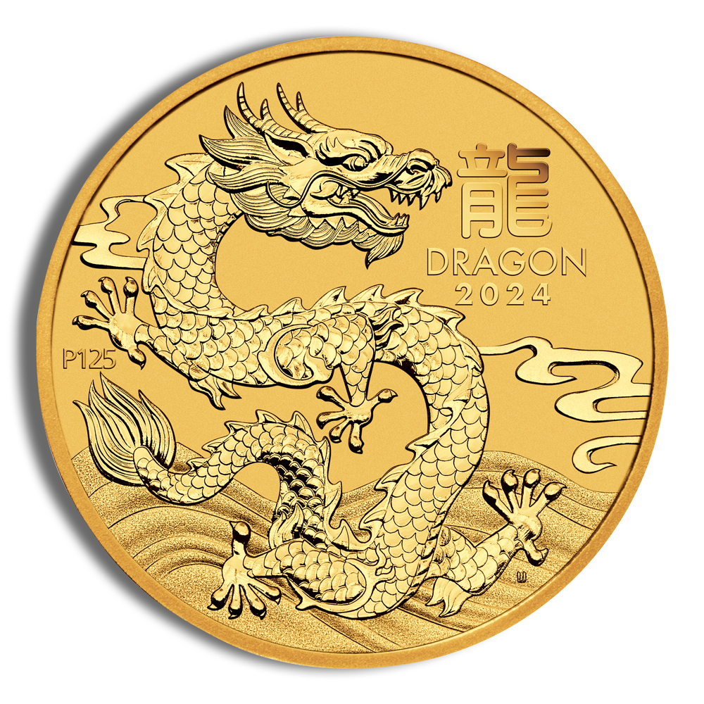 2024 10 oz Australia Gold Lunar Dragon BU - Series III - Image 1