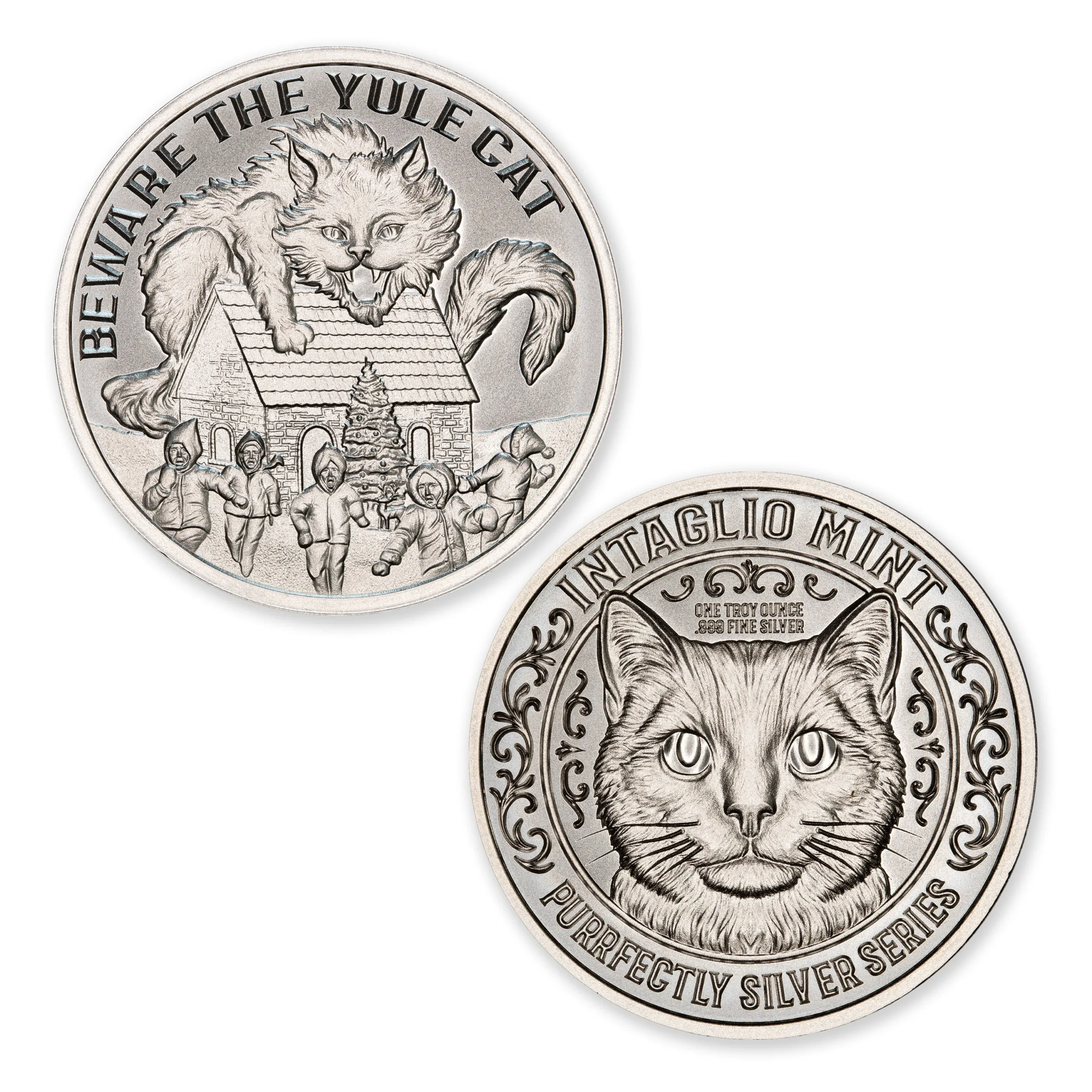 PURRFECTLY SILVER SERIES – YULE CAT – 1 TROY OUNCE – 39MM - Image 1