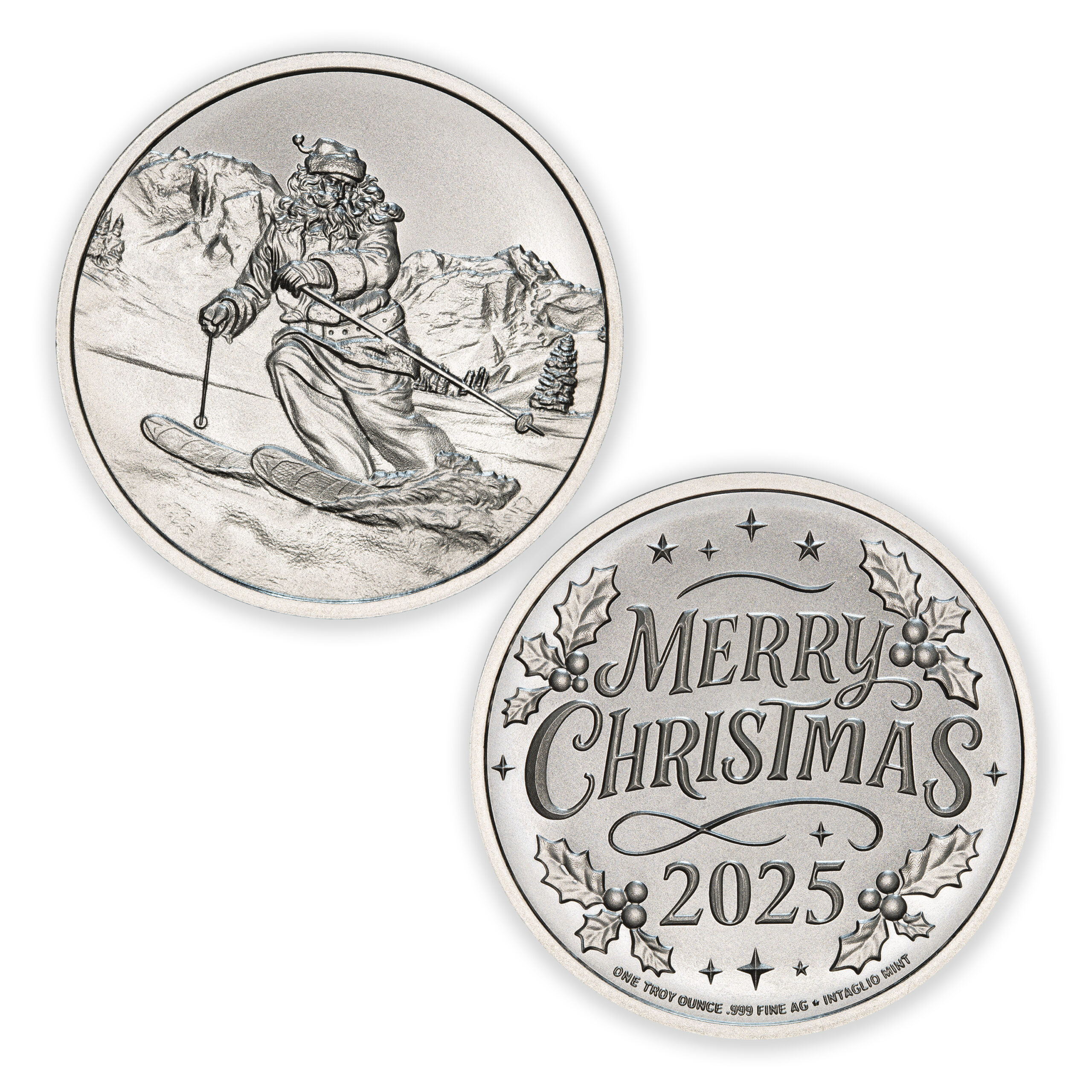 2025 HOLIDAY COLLECTION - SKIING SANTA - 1 TROY OUNCE - 39MM - Image 1