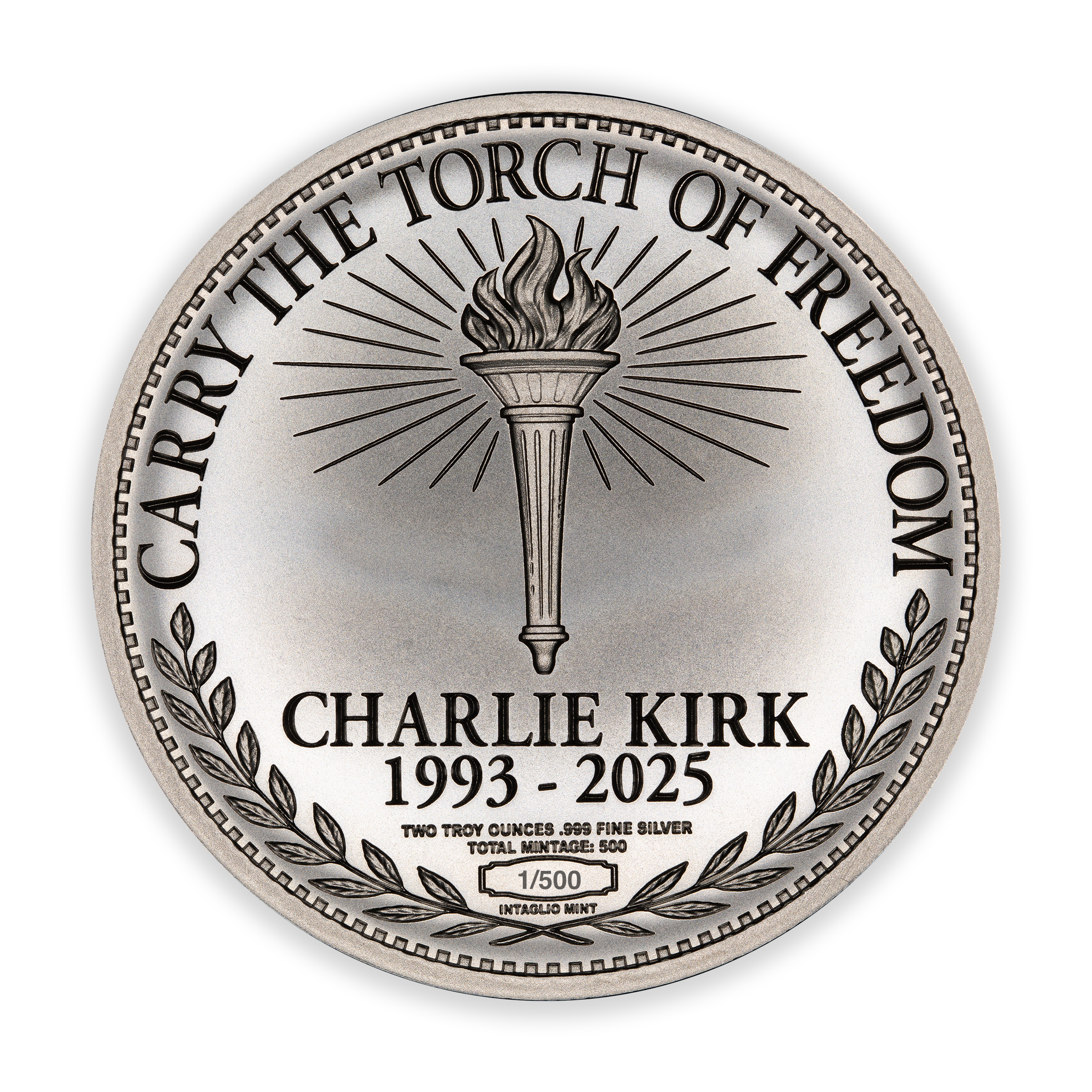 CHARLIE KIRK MEMORIAL - TWO TROY OUNCES - .999 FINE SILVER - TOTAL MINTAGE: 500 - Image 3