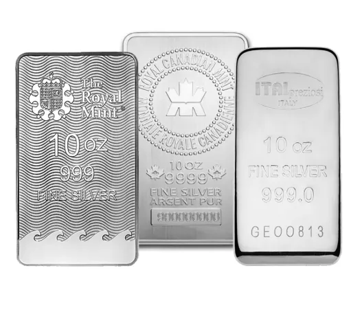 10 oz .999 Fine Silver Bar/Ingot - Secondary Market - Varied Mints/Brands