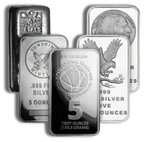 5 oz .999 Fine Silver Bar - Secondary Market - Varied Mints/Brands