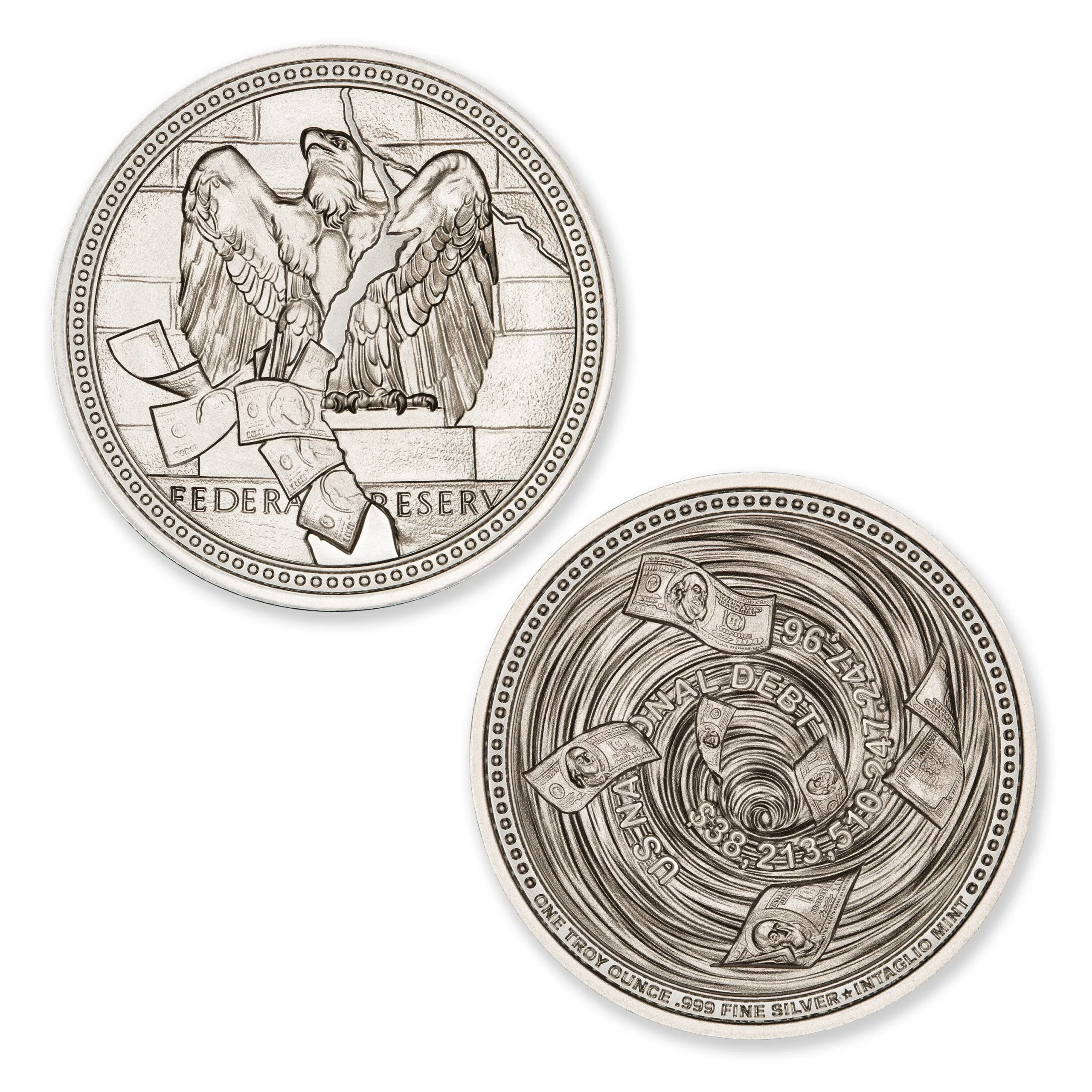 FIAT DECAY SERIES - DEBT VORTEX – 1 TROY OUNCE – 39MM - Image 1