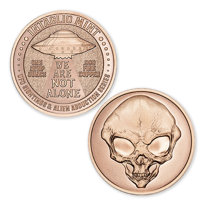 UFO SIGHTINGS & ALIEN ABDUCTION SERIES - ALIEN SKULL - 1OZ - 39MM - Image 1