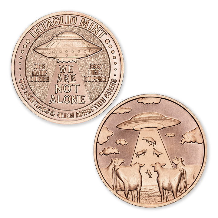 UFO SIGHTINGS & ALIEN ABDUCTION SERIES - COW ABDUCTION - 1OZ - 39MM - Image 1