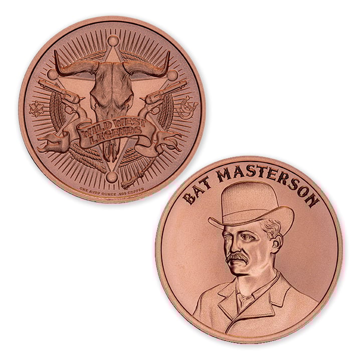 WILD WEST LEGENDS SERIES - BAT MASTERSON - 1OZ - 39MM - Image 1