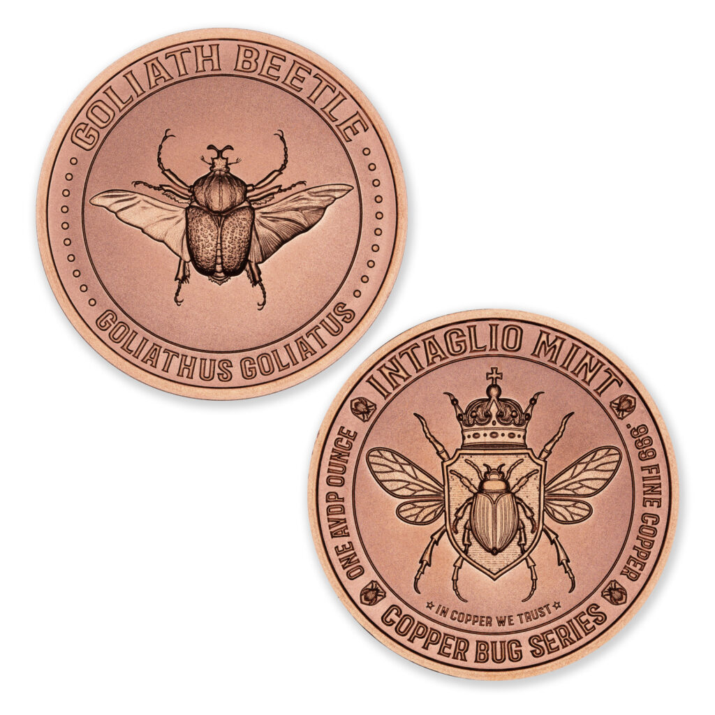 COPPER BUG SERIES - GOLIATH BEETLE - 1OZ - 39MM - CU