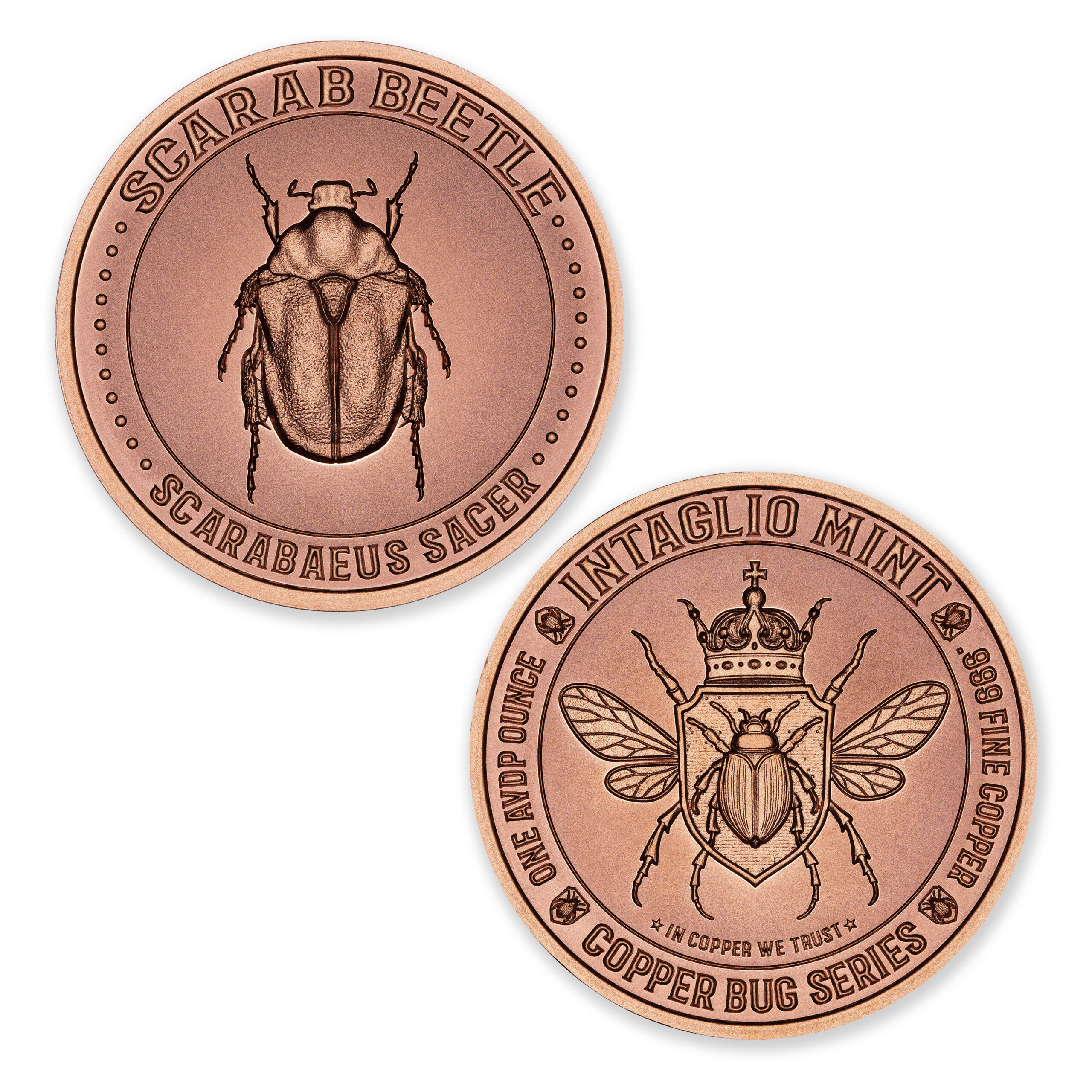 COPPER BUG SERIES - SCARAB BEETLE - 1OZ - 39MM - Image 1