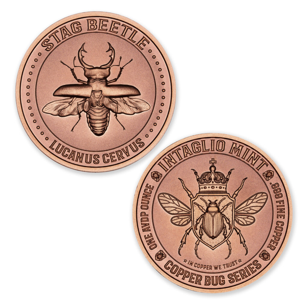 COPPER BUG SERIES - STAG BEETLE - 1OZ - 39MM - CU