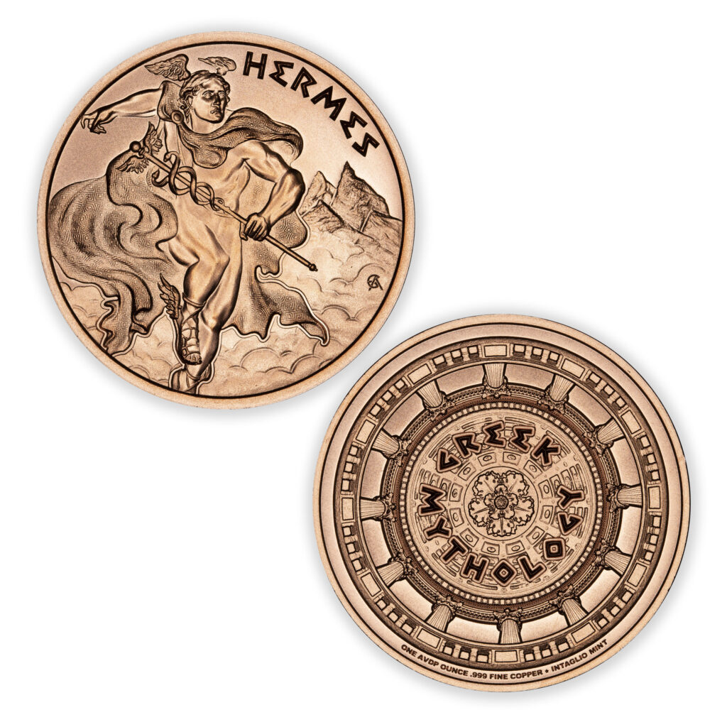 GREEK MYTHOLOGY SERIES - HERMES - 1OZ - 39MM - CU