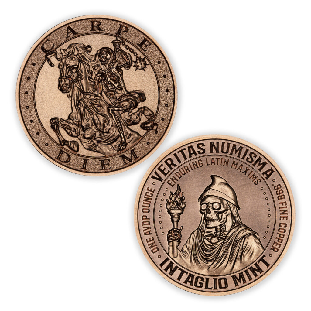 VERITAS NUMISMA SERIES - ENDURING LATIN MAXIMS - CARPE DIEM - 1OZ - 39MM - CU