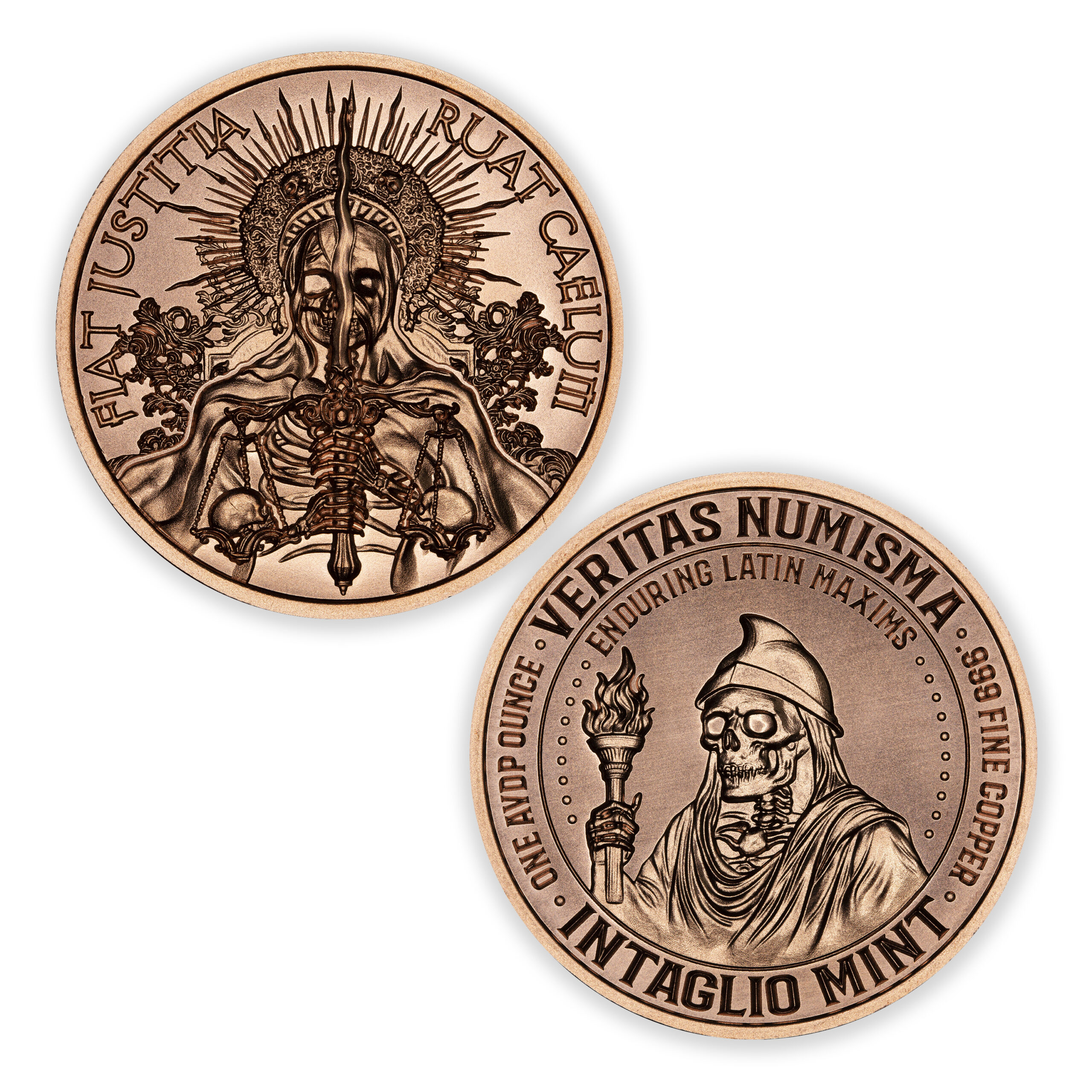 VERITAS NUMISMA SERIES - ENDURING LATIN MAXIMS - FIAT JUSTICIA RUAT CAELUM - 1OZ - 39MM - Image 1