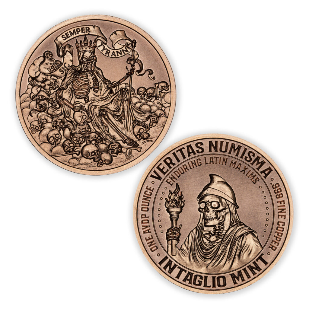 VERITAS NUMISMA SERIES - ENDURING LATIN MAXIMS - SIC SEMPER TYRANNIS - 1OZ - 39MM - CU
