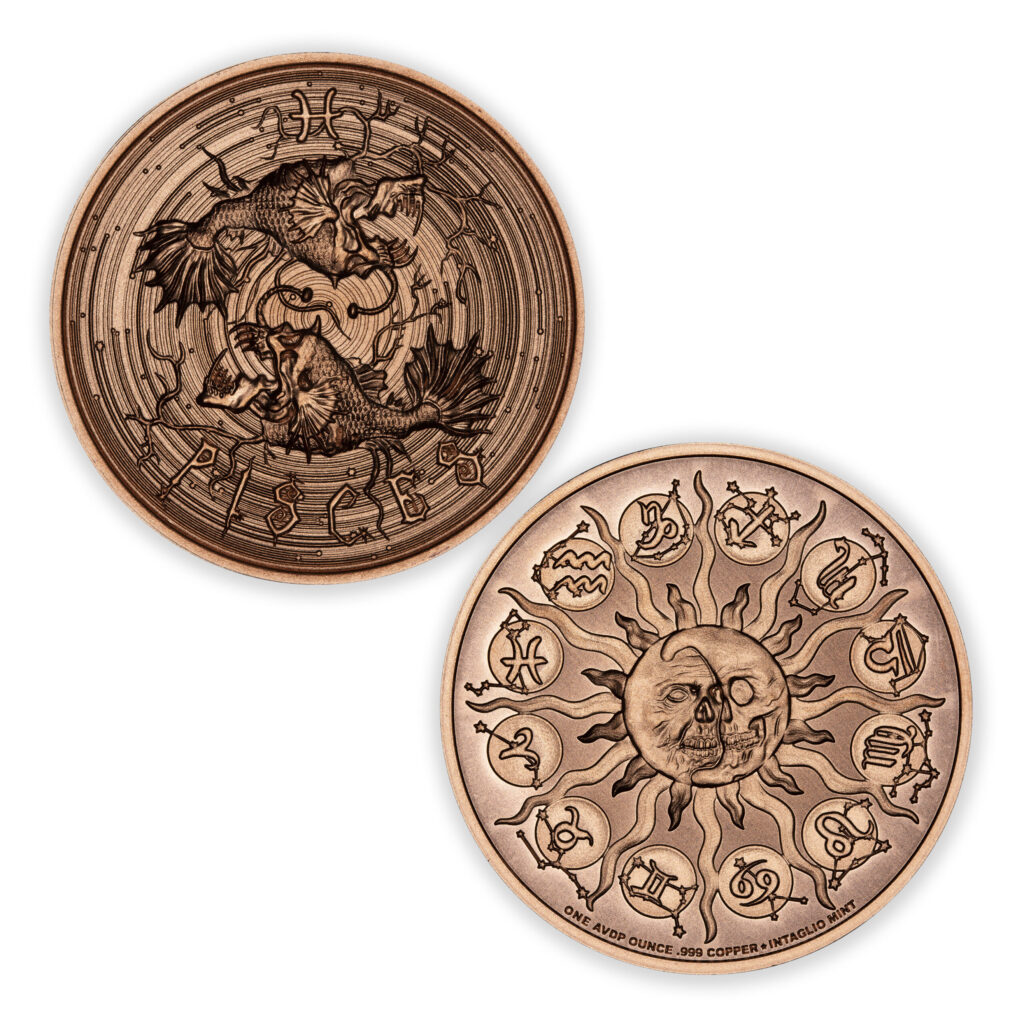 ZOMBIE ZODIAC - PISCES - 1OZ - 39MM - CU