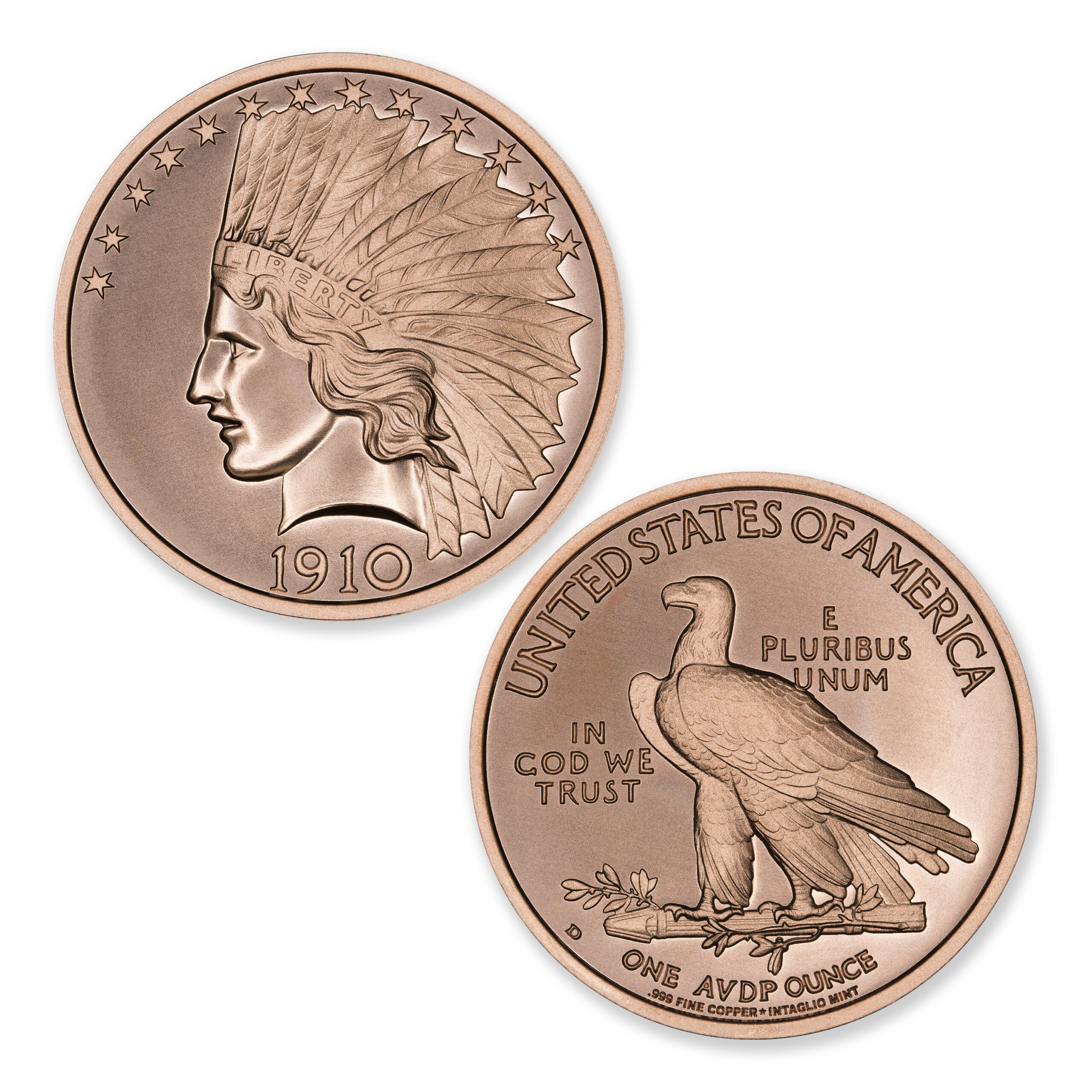 MODERN U.S. COIN TRIBUTES - $10 INDIAN - 1OZ - 39MM - Image 1
