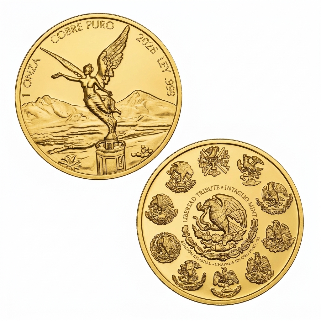 2026 LIBERTAD TRIBUTE - 1OZ - 39MM – 24K GOLD PLATED – W/CAPSULE - Image 1