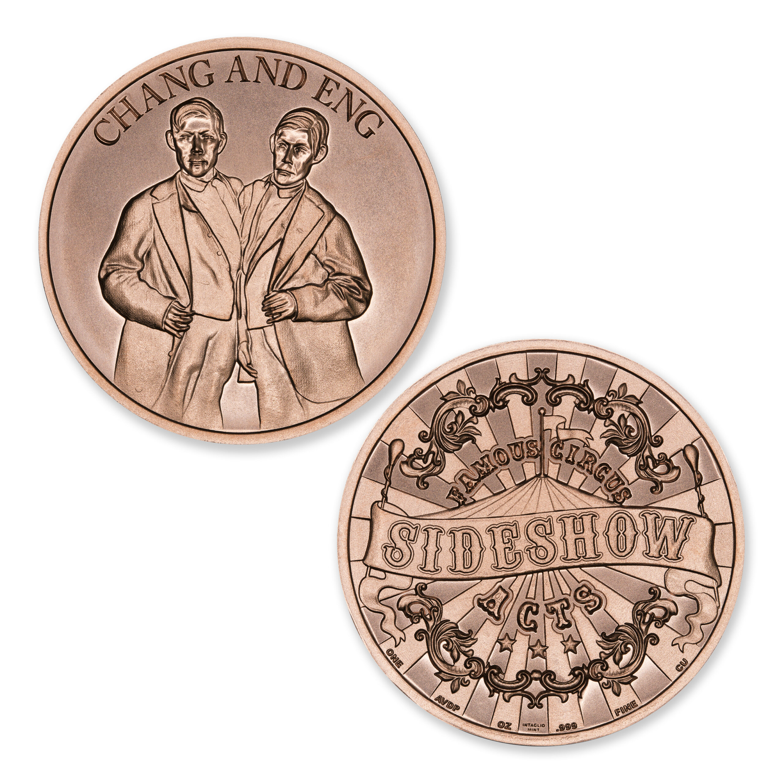 FAMOUS CIRCUS SIDESHOW ACTS - CHANG & ENG - 1OZ - 39MM - Image 1