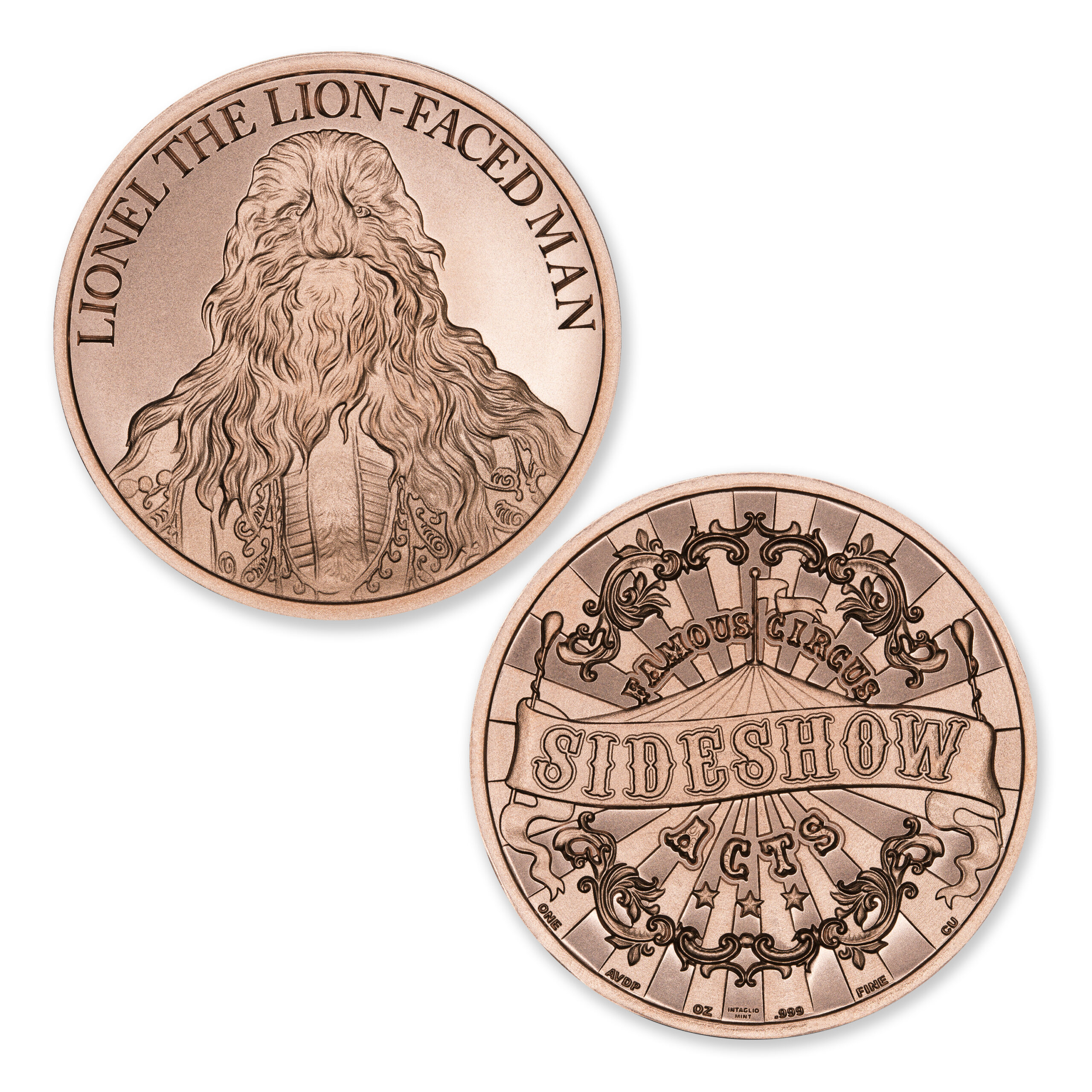 FAMOUS CIRCUS SIDESHOW ACTS - LIONEL THE  LION-FACED MAN - 1OZ - 39MM - Image 1