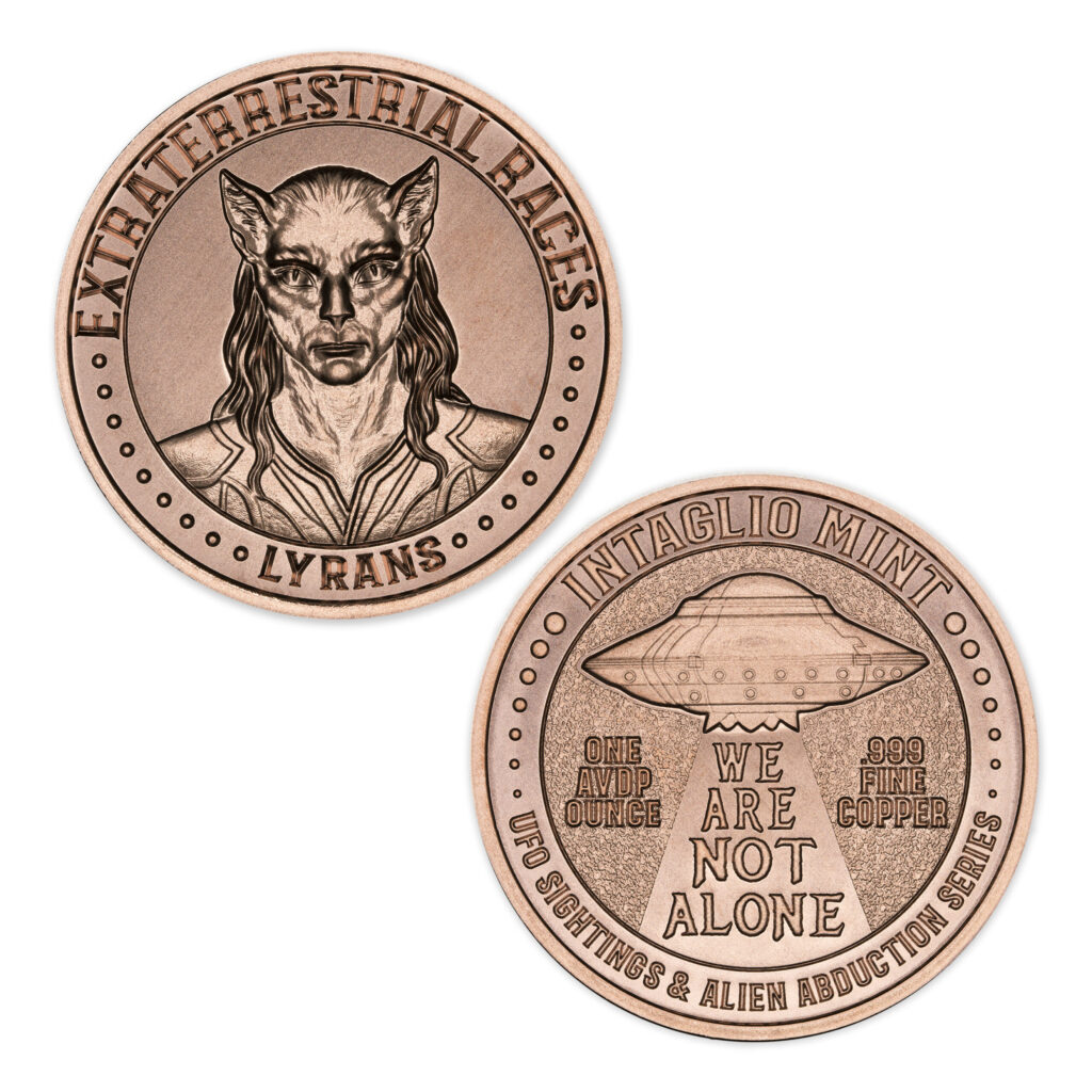 UFO SIGHTINGS & ALIEN ABDUCTION SERIES - EXTRATERRESTRIAL RACES - LYRANS - 1OZ - 39MM - CU