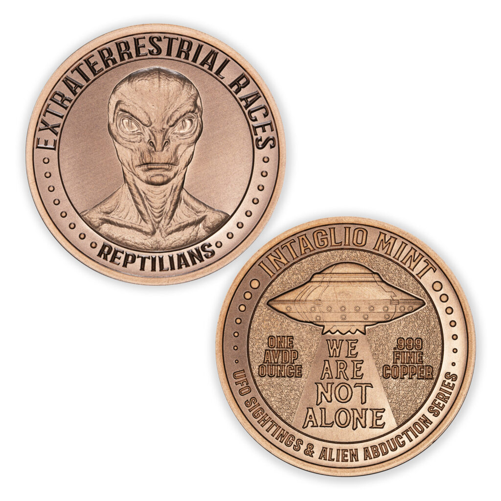 UFO SIGHTINGS - ALIEN ABDUCTION SERIES - EXTRATERRESTRIAL RACES - REPTILIANS - 1OZ - 39MM - CU