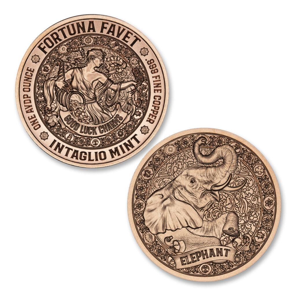 FORTUNA FAVET - GOOD LUCK CHARMS SERIES - ELEPHANT - 1OZ - 39MM - CU
