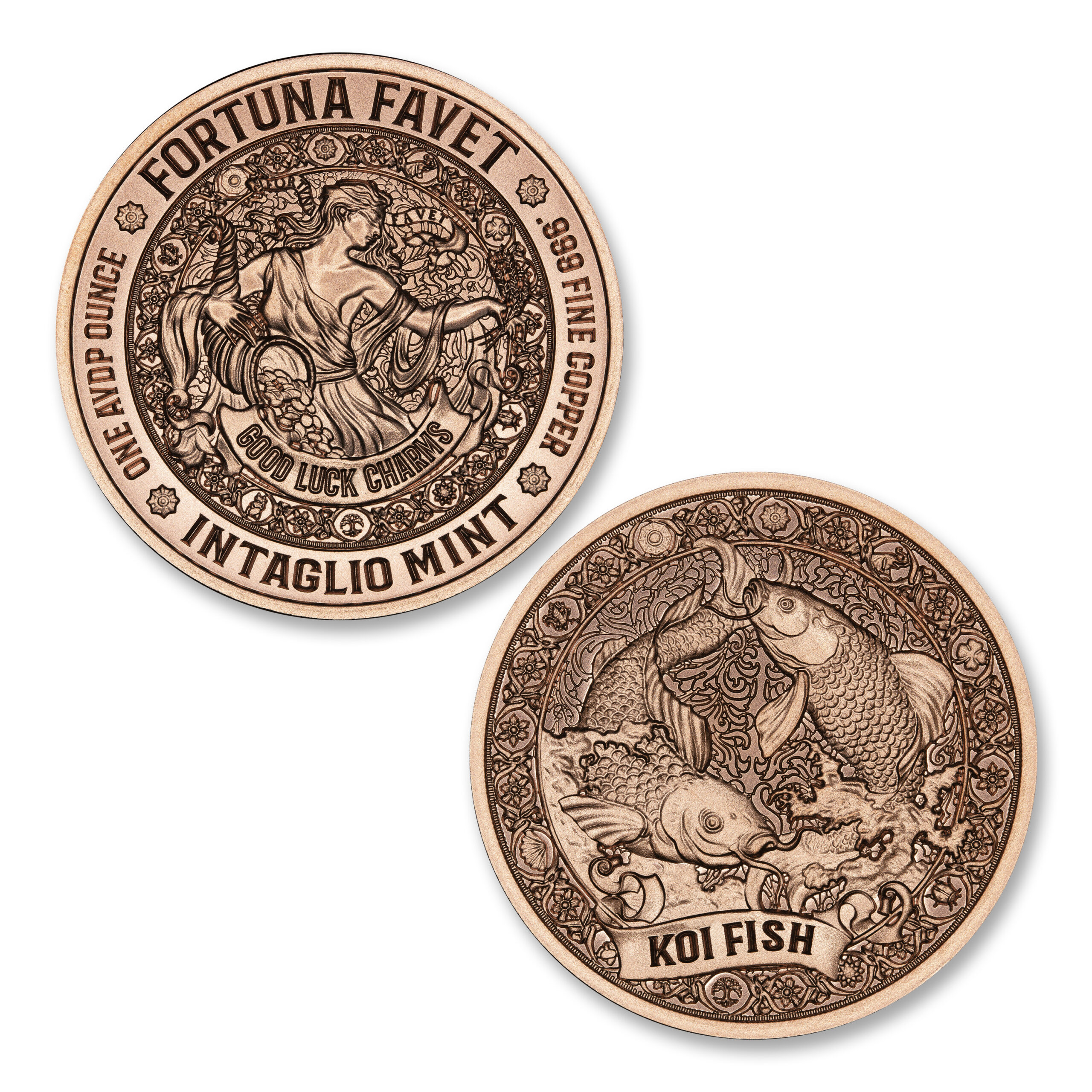 FORTUNA FAVET - GOOD LUCK CHARMS SERIES - KOI FISH - 1OZ - 39MM - Image 1