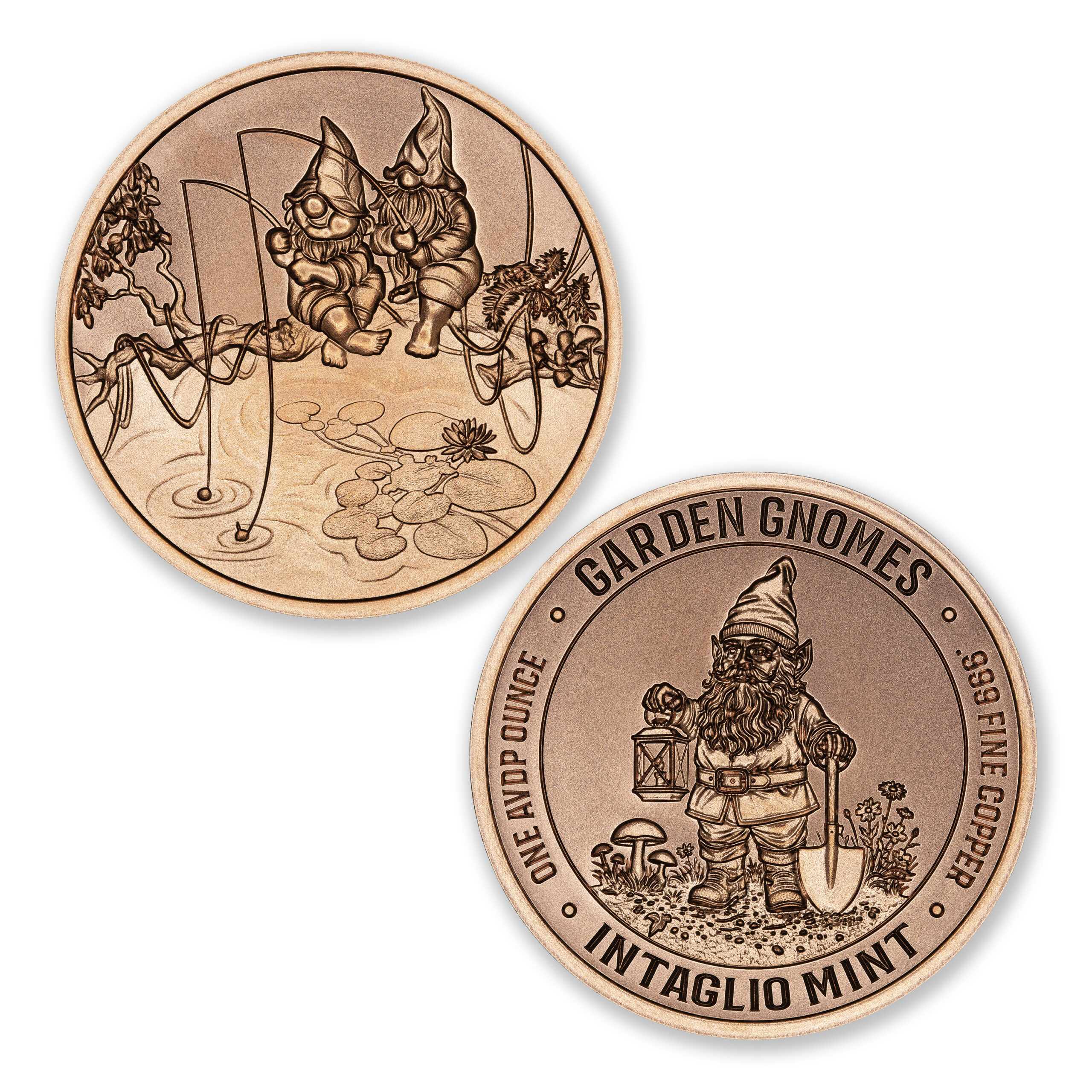 GARDEN GNOMES SERIES - GONE FISHING - 1OZ - 39MM - Image 1