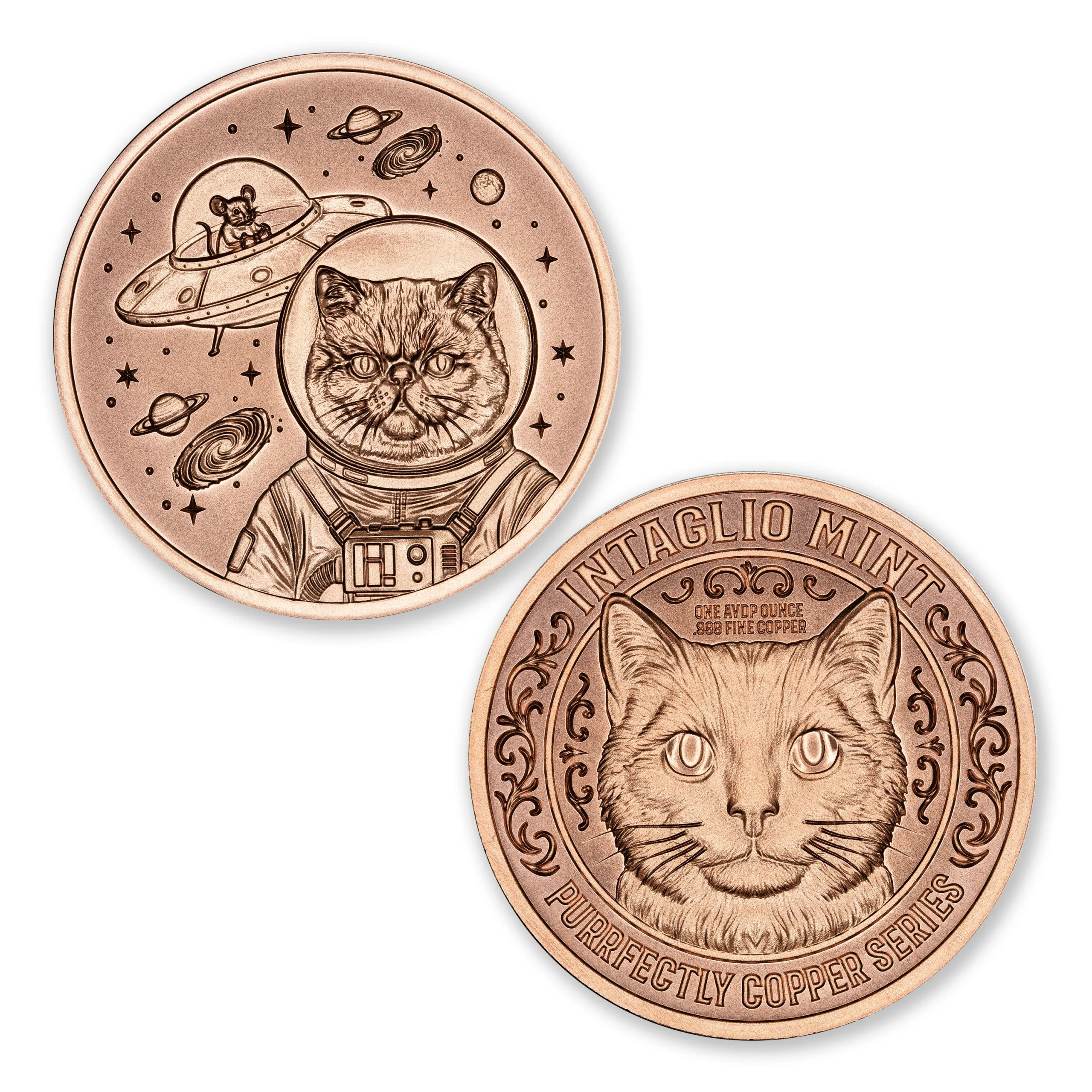 PURRFECTLY COPPER SERIES - COSMIC CAT - 1OZ - 39MM - Image 1