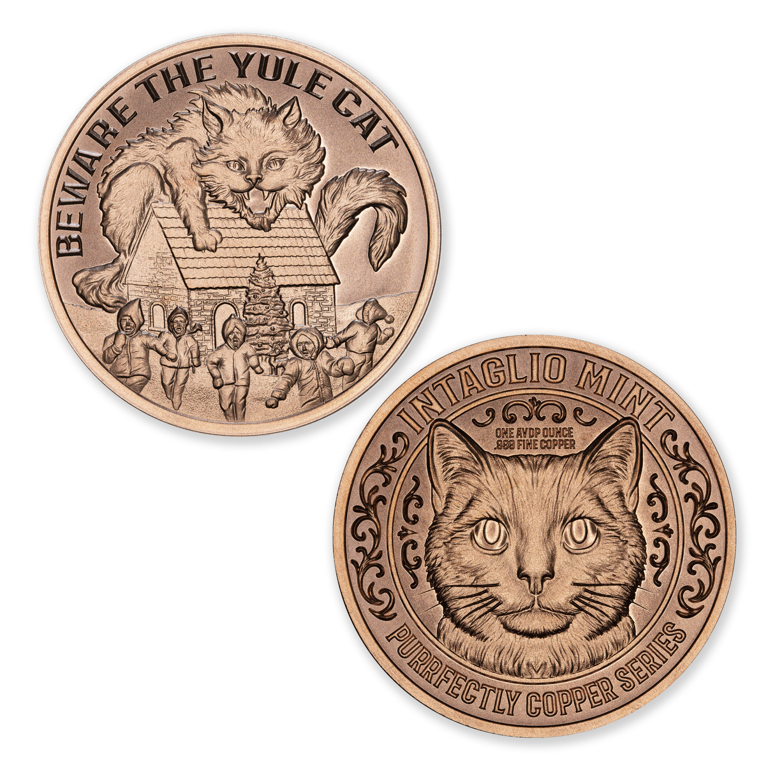 PURRFECTLY COPPER SERIES - YULE CAT - 1OZ - 39MM - Image 1