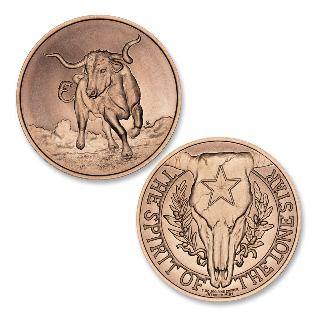 SPIRIT OF THE LONE STAR SERIES - TEXAS LONGHORN - 1OZ - 39MM - CU