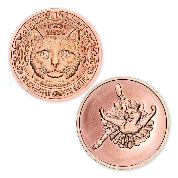 PURRFECTLY COPPER SERIES - BALLERINA CAT - 1OZ - 39MM - Image 1