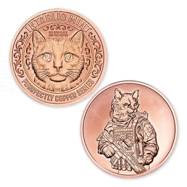 PURRFECTLY COPPER SERIES - SOLDIER OF FORTUNE - 1OZ - 39MM - Image 1