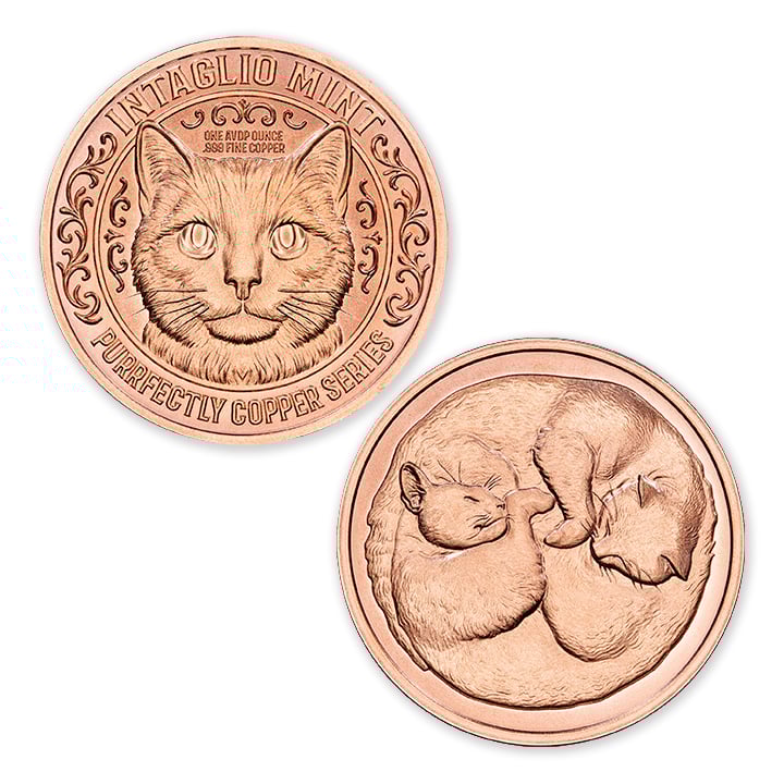 PURRFECTLY COPPER SERIES - YIN & YANG CATS - 1OZ - 39MM - Image 1