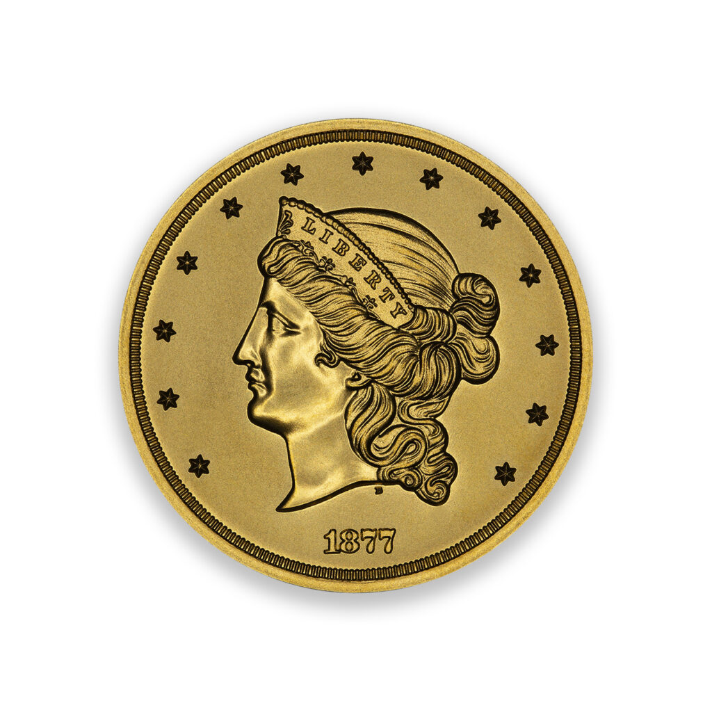 1877 $50 HALF UNION TRIBUTE - 1 TROY OUNCE - 30MM - .9999 FINE GOLD - ONLY 100 MINTED - IN CAPSULE