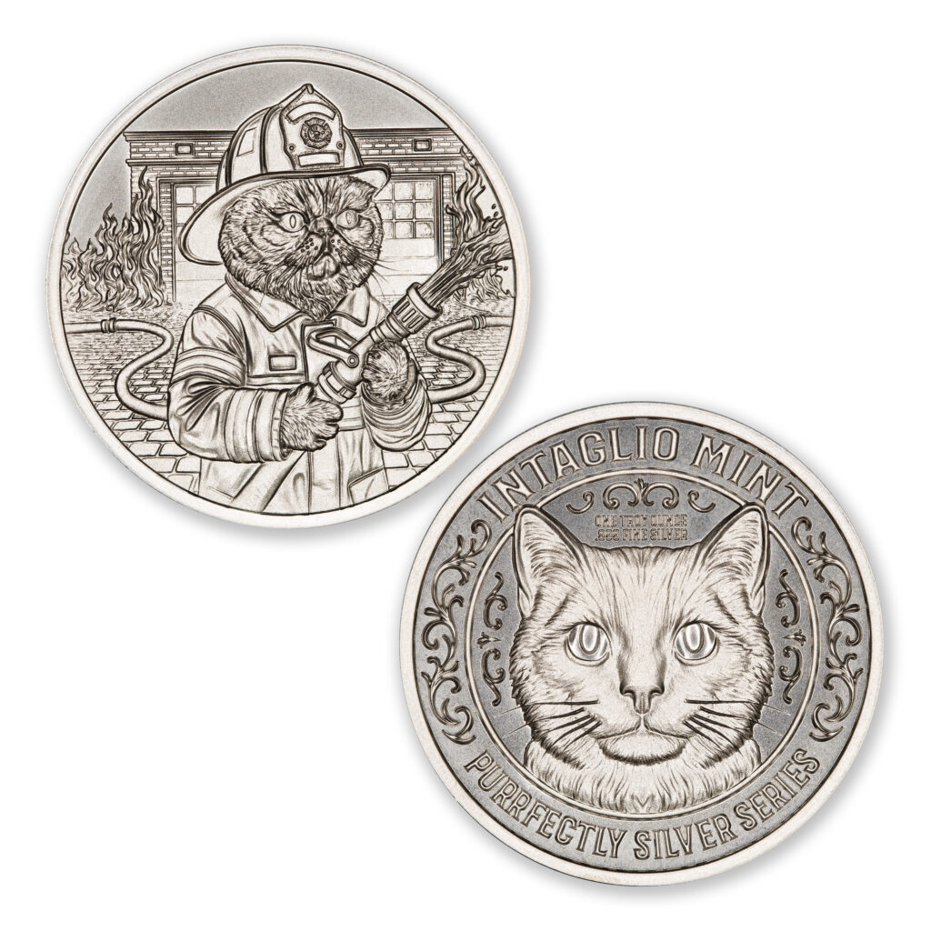 PURRFECTLY SILVER SERIES – FIRE CHIEF – 1 TROY OUNCE – 39MM