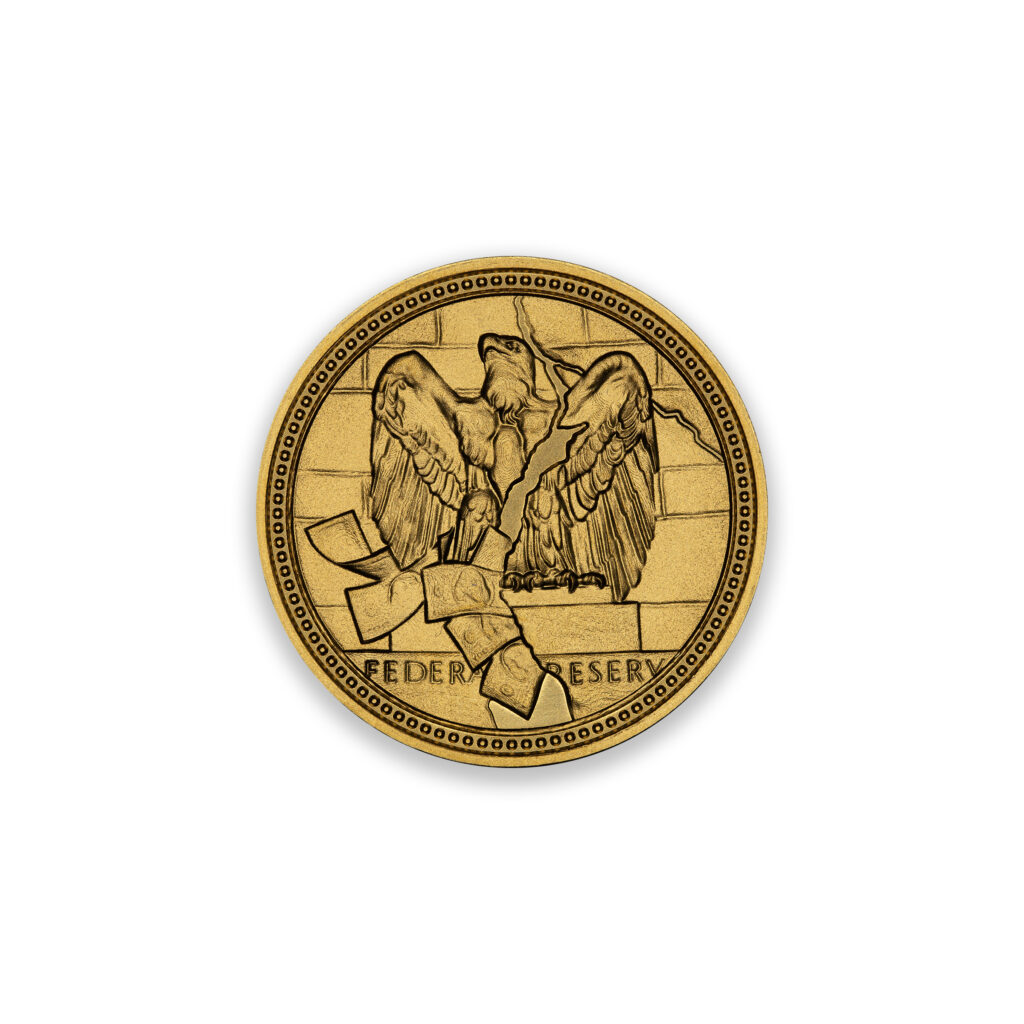FIAT DECAY - PHOENIX RISING - 1 TROY OUNCE - 30MM - .9999 FINE GOLD - ONLY 100 MINTED - IN CAPSULE