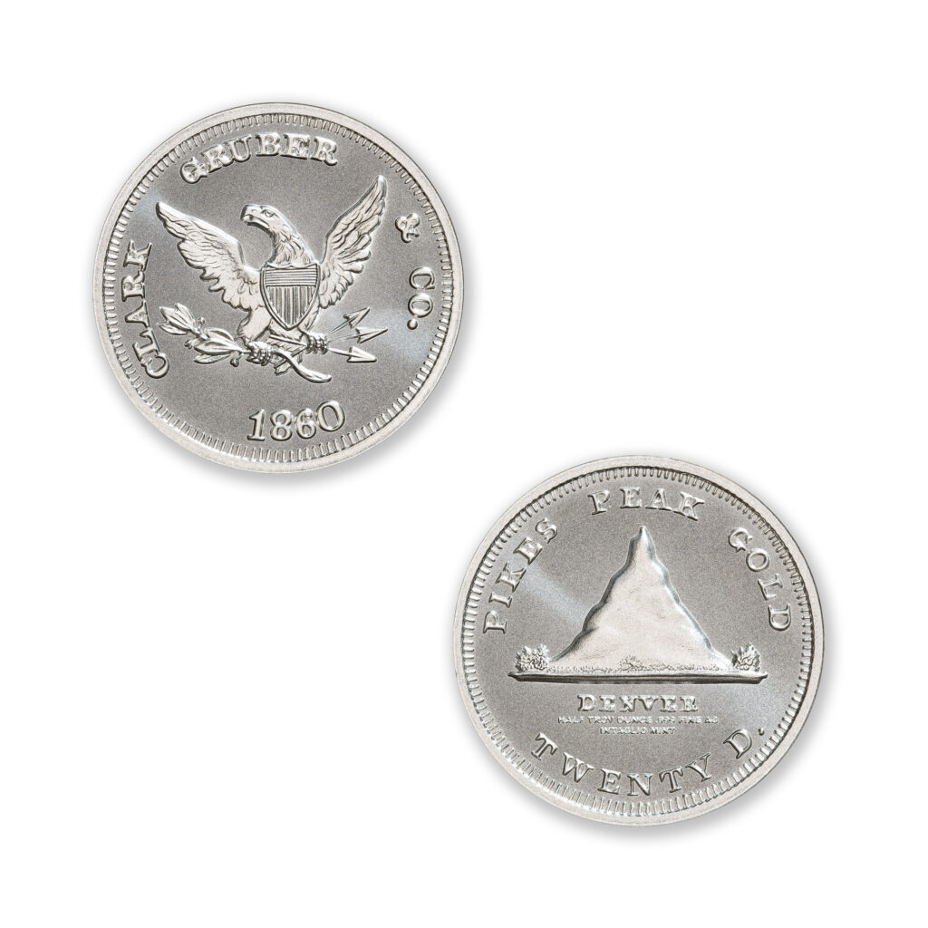 TERRITORIALS - CLARK GRUBER & CO PIKE'S PEAK TRIBUTE - 1/2 TROY OUNCE - 30MM