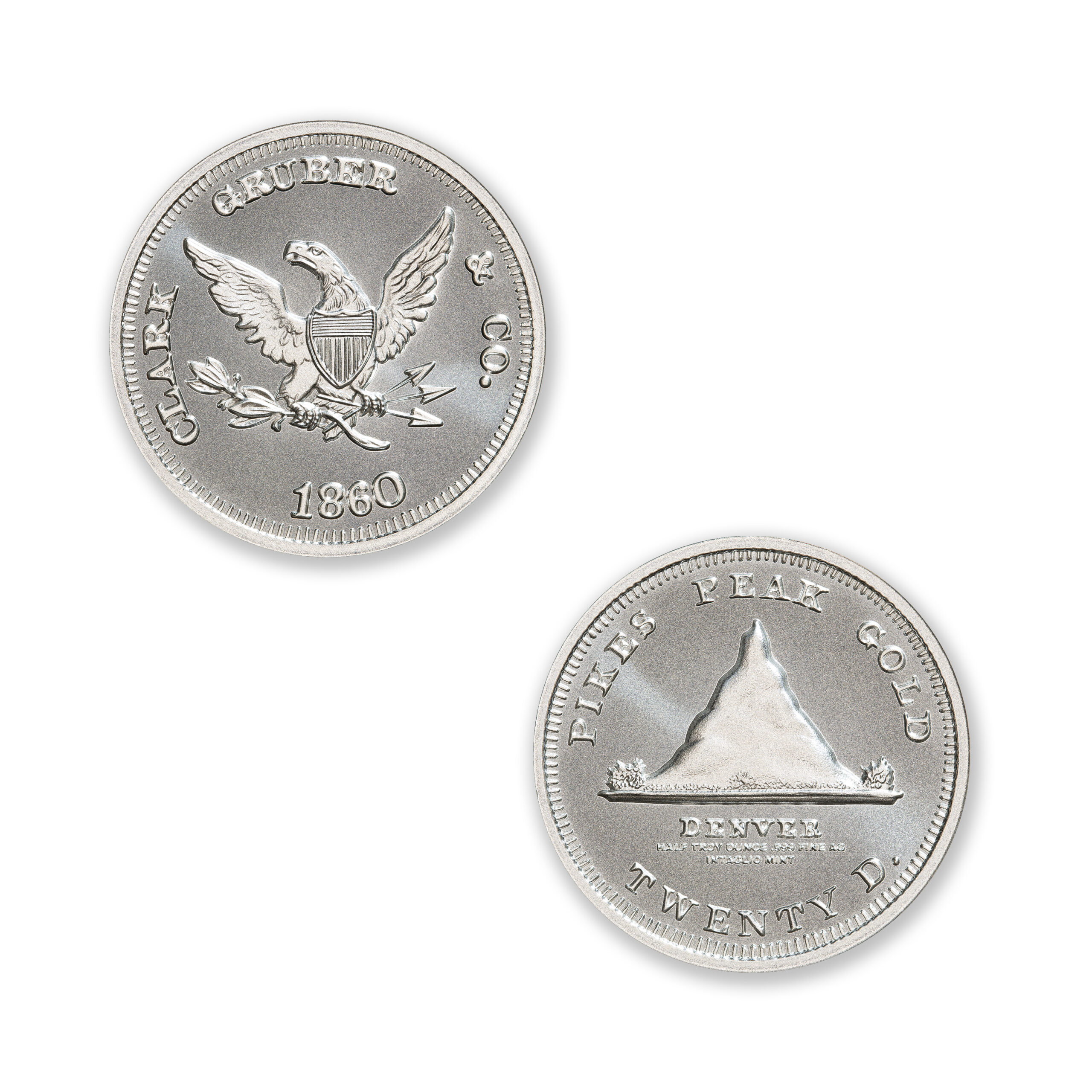 TERRITORIALS - CLARK GRUBER & CO PIKE'S PEAK TRIBUTE - 1/2 TROY OUNCE - 30MM