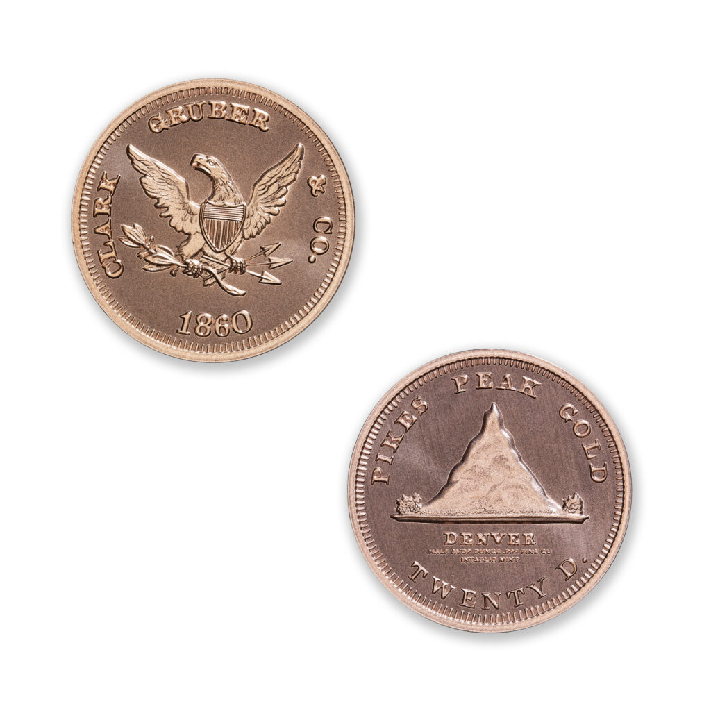 TERRITORIALS - CLARK GRUBER & CO PIKE'S PEAK TRIBUTE - 1/2 OZ - 30MM - CU