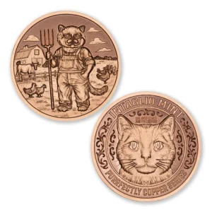 PURRFECTLY COPPER SERIES - FARMER CAT - 1OZ - 39MM - CU