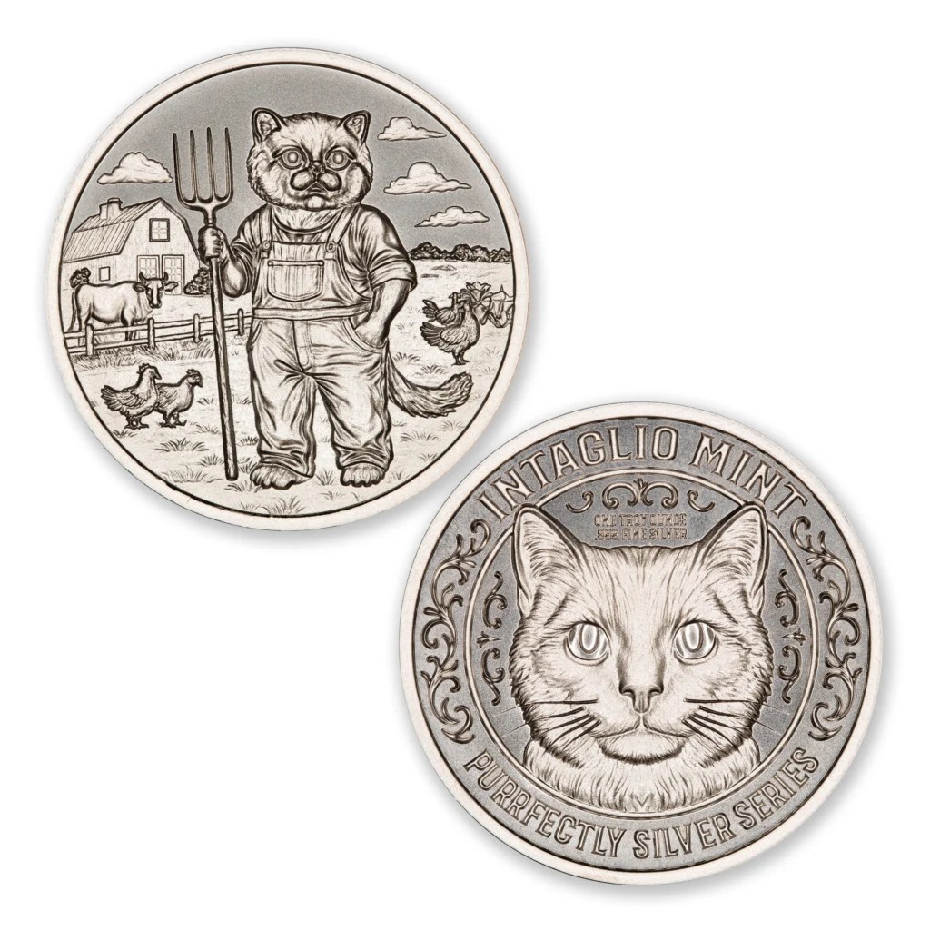 PURRFECTLY SILVER SERIES – FARMER – 1 TROY OUNCE – 39MM