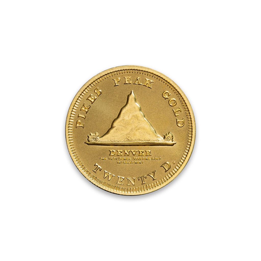 TERRITORIALS - CLARK GRUBER & CO PIKE'S PEAK TRIBUTE - 1 TROY OUNCE - 30MM - .9999 FINE GOLD - ONLY 100 MINTED - IN CAPSULE (Copy)
