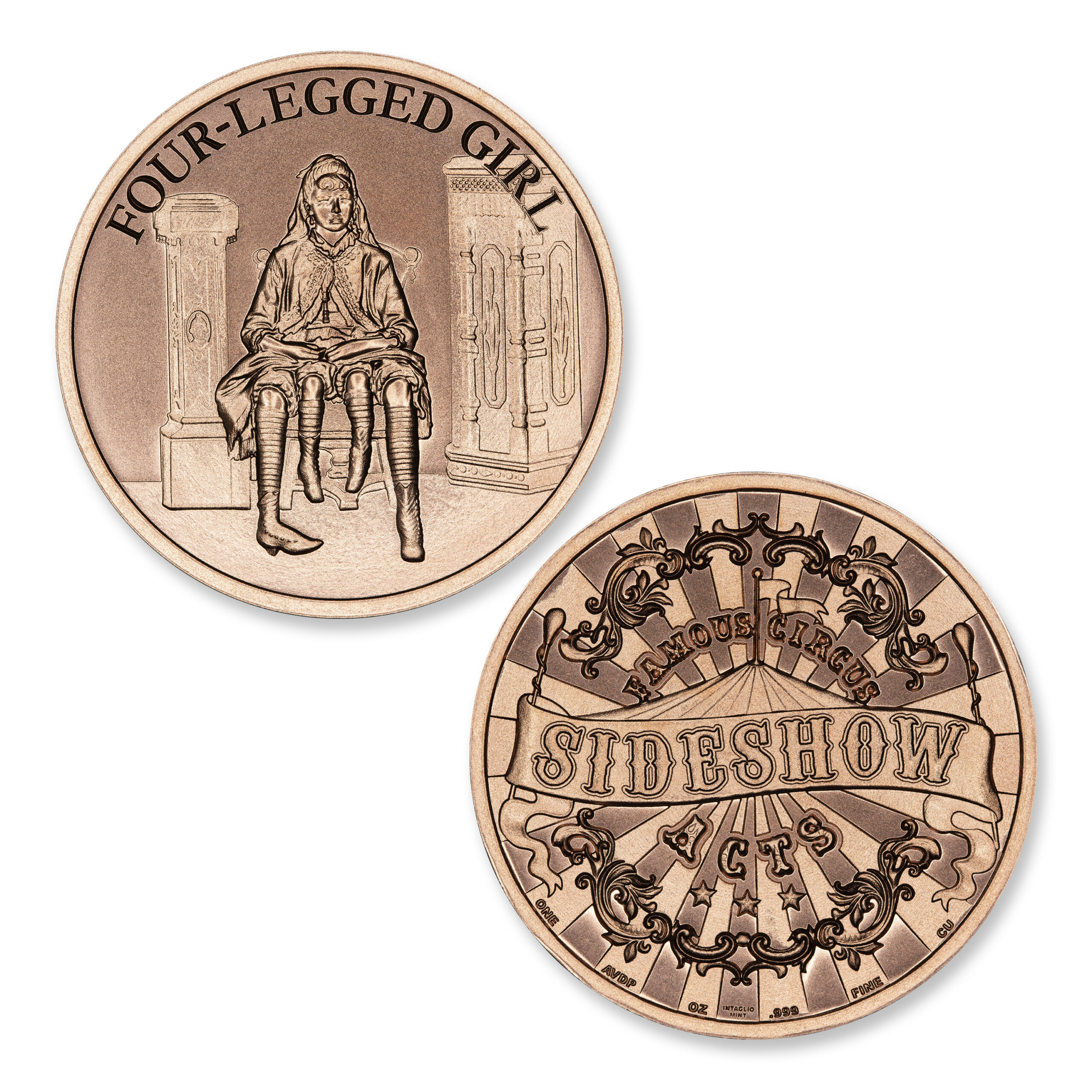 FAMOUS CIRCUS SIDESHOW ACTS - FOUR-LEGGED GIRL - 1OZ - 39MM - CU - Image 1