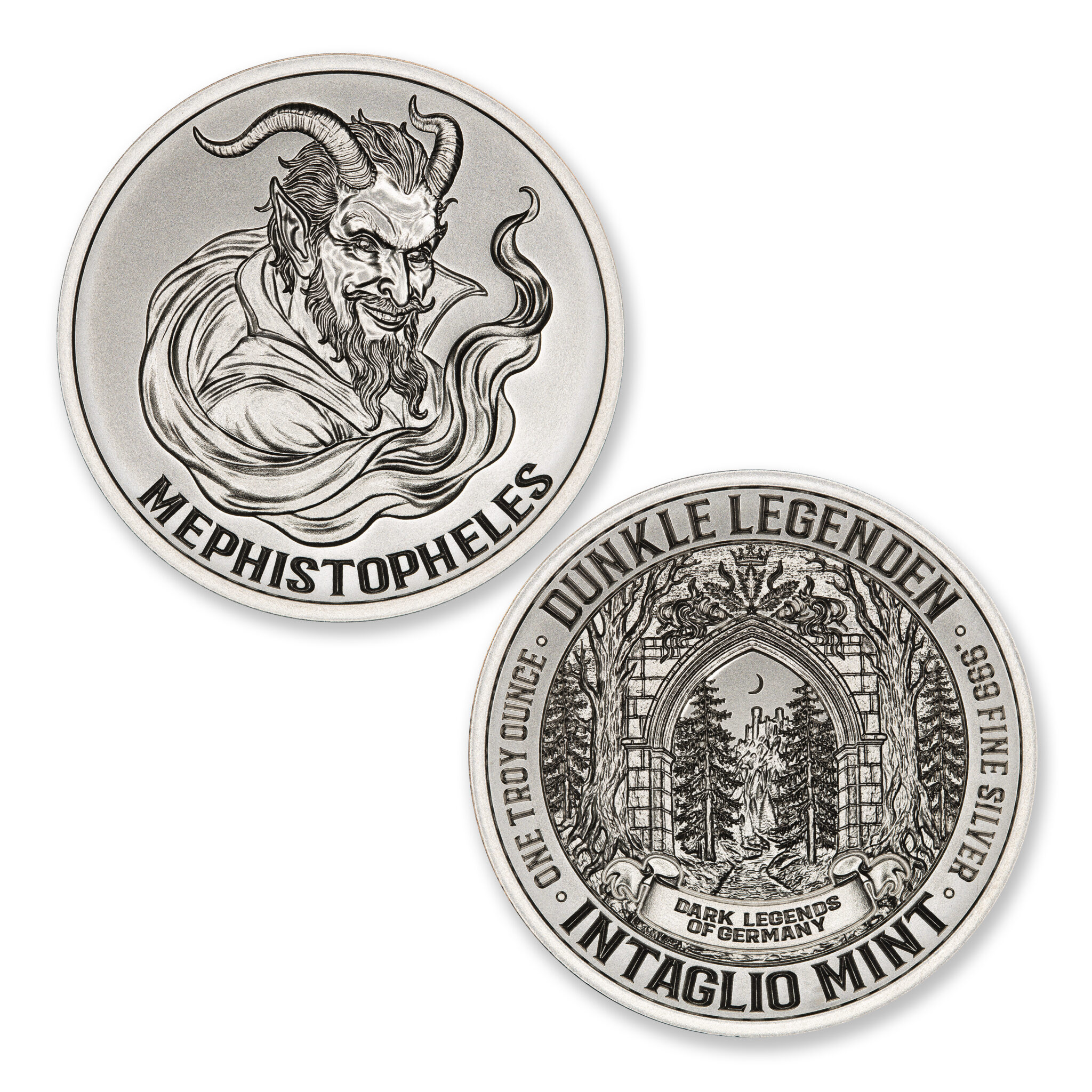 DUNKLE LEGENDEN (DARK LEGENDS OF GERMANY) - MEPHISTOPHELES - 1 TROY OUNCE - 39mm