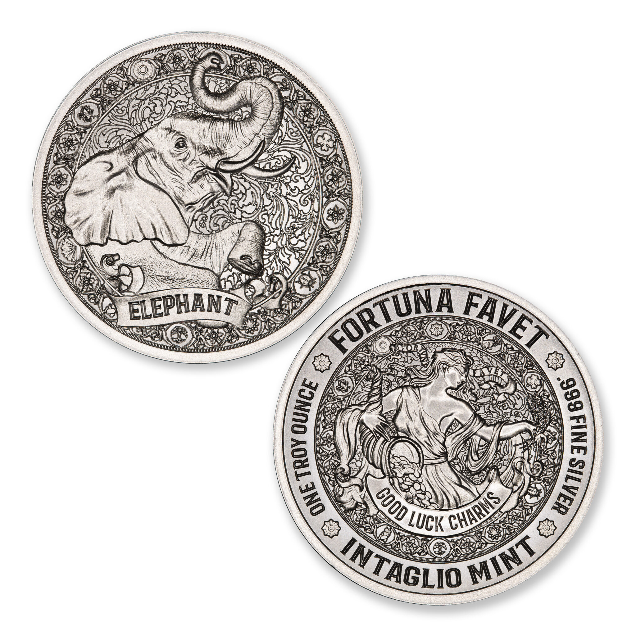 FORTUNA FAVET – GOOD LUCK CHARMS SERIES – ELEPHANT – 1 TROY OUNCE – 39MM